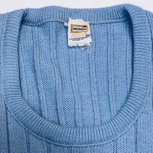 70's Ivy League Academia Glacier Blue‎ Ribbed Layering Knit Vest Unisex - S